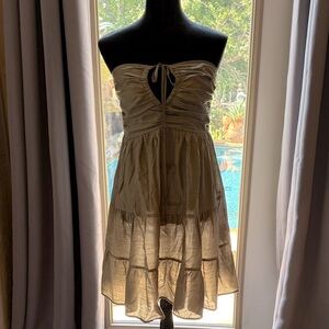 SHEIN BRAND NEW w/o tags!  Strapless olive Dress with Tie-Front